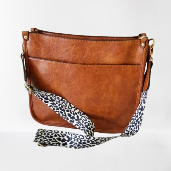 NEW! Brown Faux Leather Shoulder/Crossbody Bag w/Detachable Strap - Picture 2 of 8